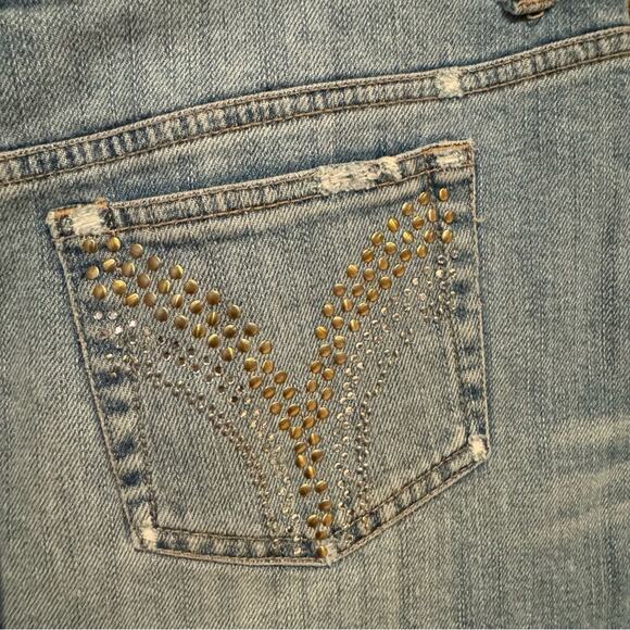 Vintage Y2K Distressed Denim Mini Cut Off Low Rise Skirt by Celebrity Pink Sz 9 - Picture 12 of 14